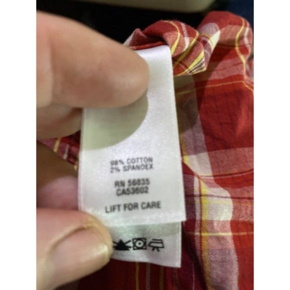 Women Plaid Shirt Cabelas Button Down Red Long Sleeves Pockets Size Small Petite - Picture 9 of 9